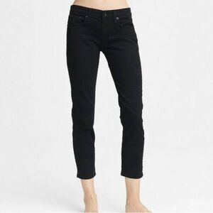 Rag & Bone Dre Low Rise Slim Boyfriend Jeans size 26 Black Frayed Hems Goth